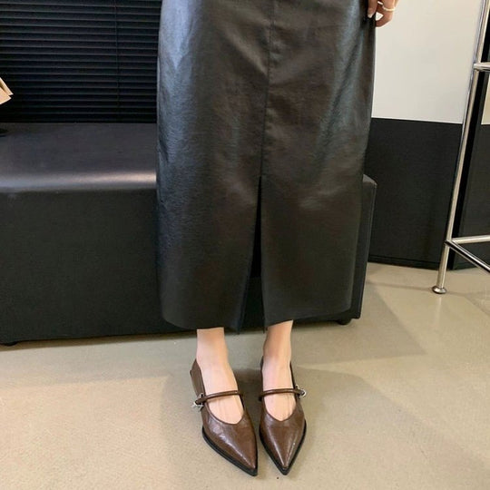 Damen elegante Ballerinas mit zeitgemäßem Riemchen und spitzem Design EB