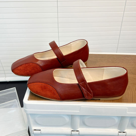 Damen Ballerinas mit modischem Riemenschluss aus hochwertigem Leder EB