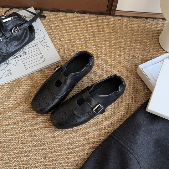 Damen Mokassins mit elegantem Riemchen und modischer Perforation EB
