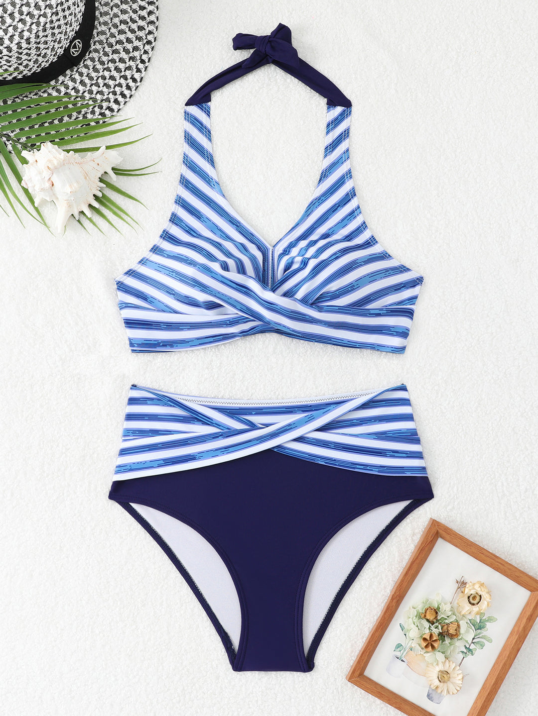 Damen Sportliches Bikini-Set mit hochgeschnittenem Bund EB