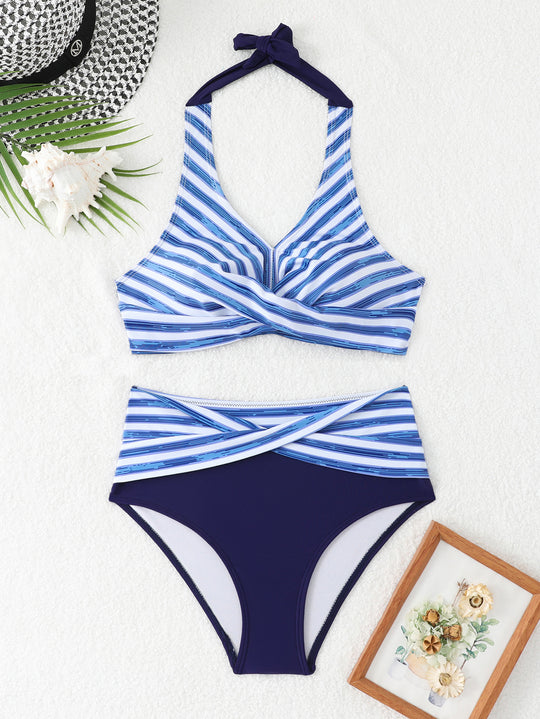 Damen Sportliches Bikini-Set mit hochgeschnittenem Bund EB