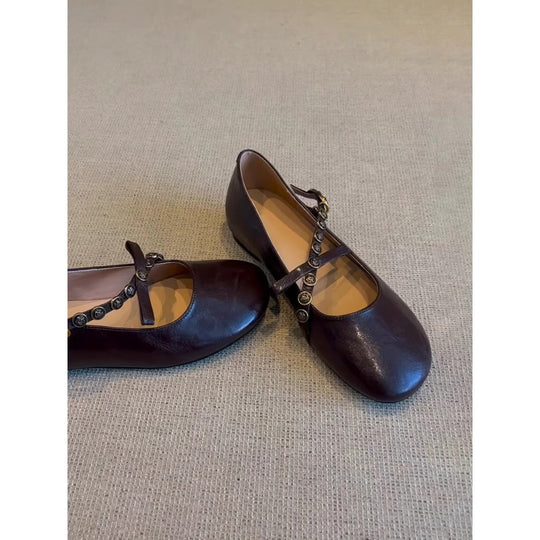 Damen Mary Jane Ballerinas mit dekorativem Riemen und bequemer Sohle EB