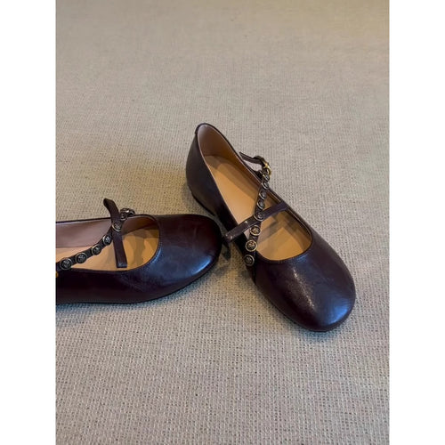 Damen Mary Jane Ballerinas mit dekorativem Riemen und bequemer Sohle EB