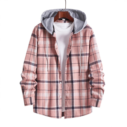 Herren Overshirt mit Kapuze im modernen Karo-Design EB
