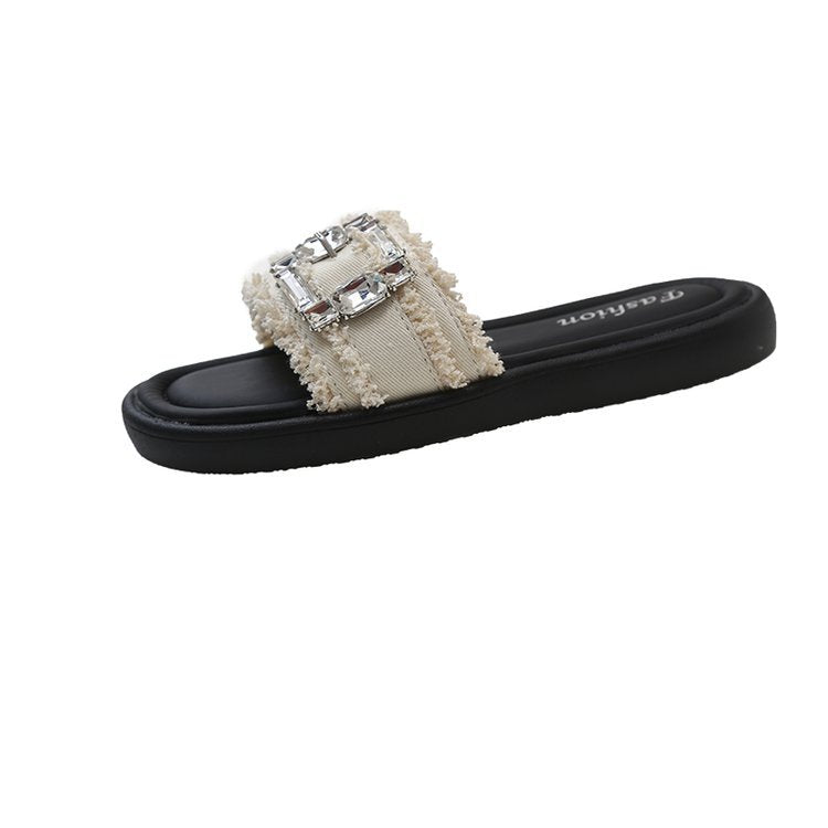 Damen elegante Mules mit glamourösem Strassakzent EB