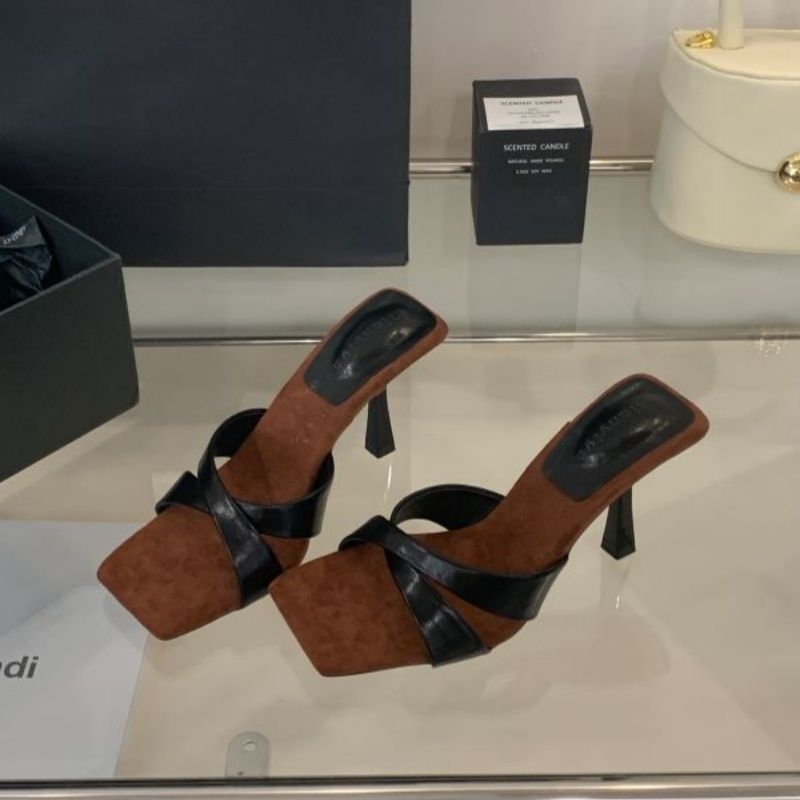 Damen Mules mit modischen Riemen und elegantem Blockabsatz EB