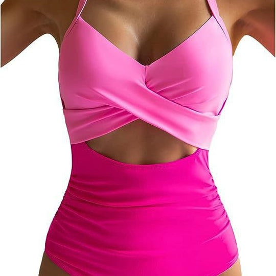 Damen Einteiliger Badeanzug mit elegantem Wickelschnitt EB