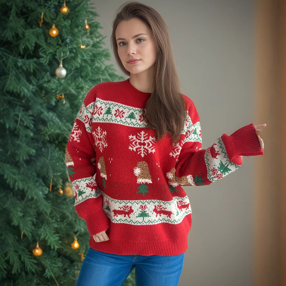 Damen Weihnachts-Pullover mit festlichen Motiven und weichem Strick EB