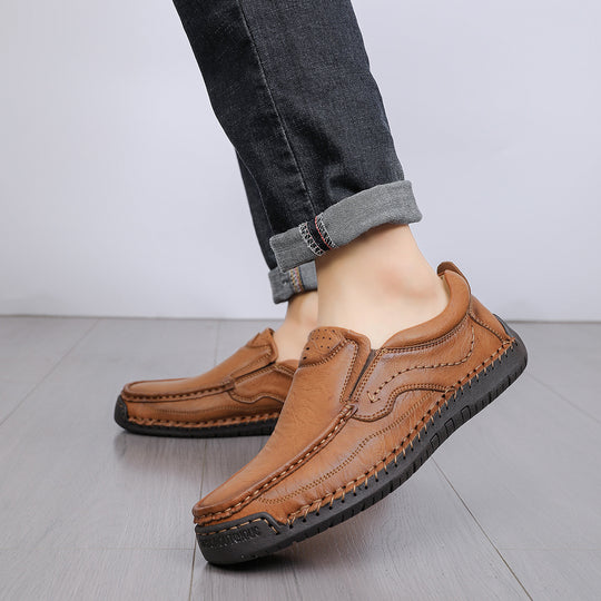 Herren Bequeme Leder Slipper mit atmungsaktiver Sohle EB