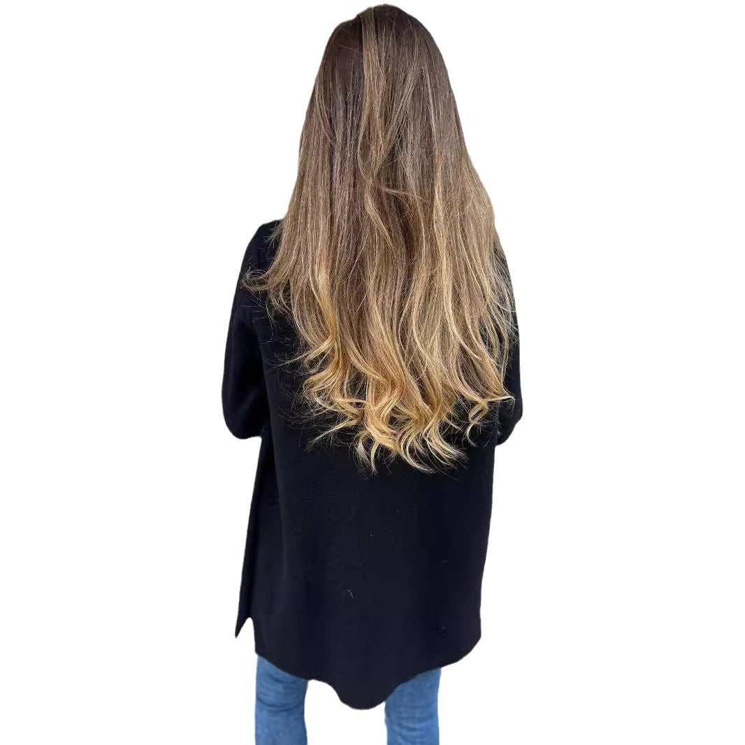 Damen Modischer Oversized-Mantel mit modernen Knopfdetails EB