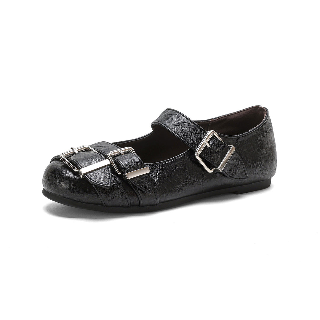 Damen Ballerinas mit modischen Riemen und Schnallen EB