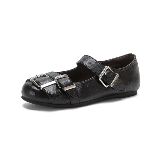 Damen Ballerinas mit modischen Riemen und Schnallen EB