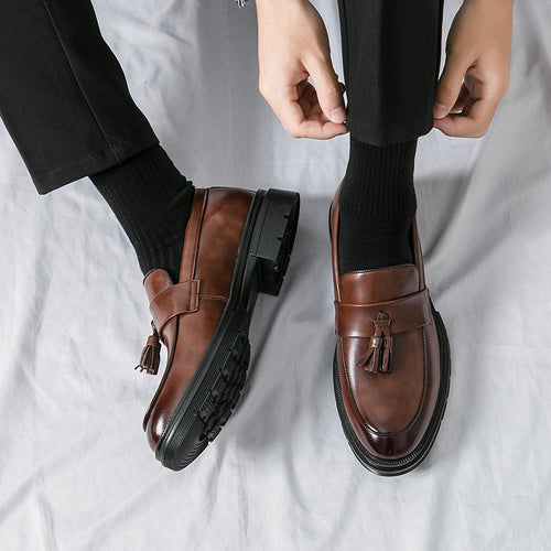 Damen elegante Loafers mit Quasten und hochwertigem Leder EB