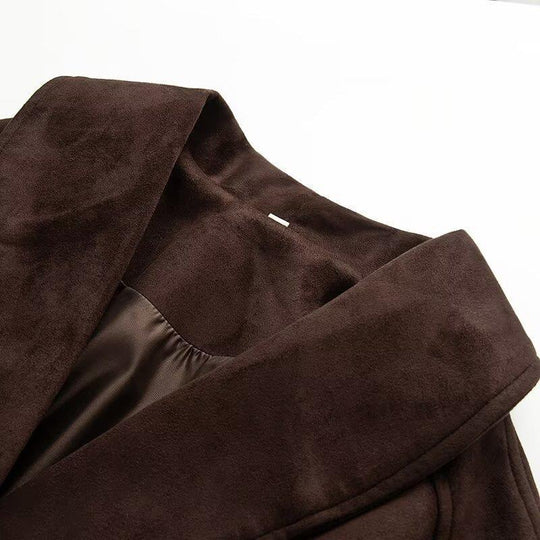 Damen elegante Jacke mit Taillengürtel und modernem Kragen EB
