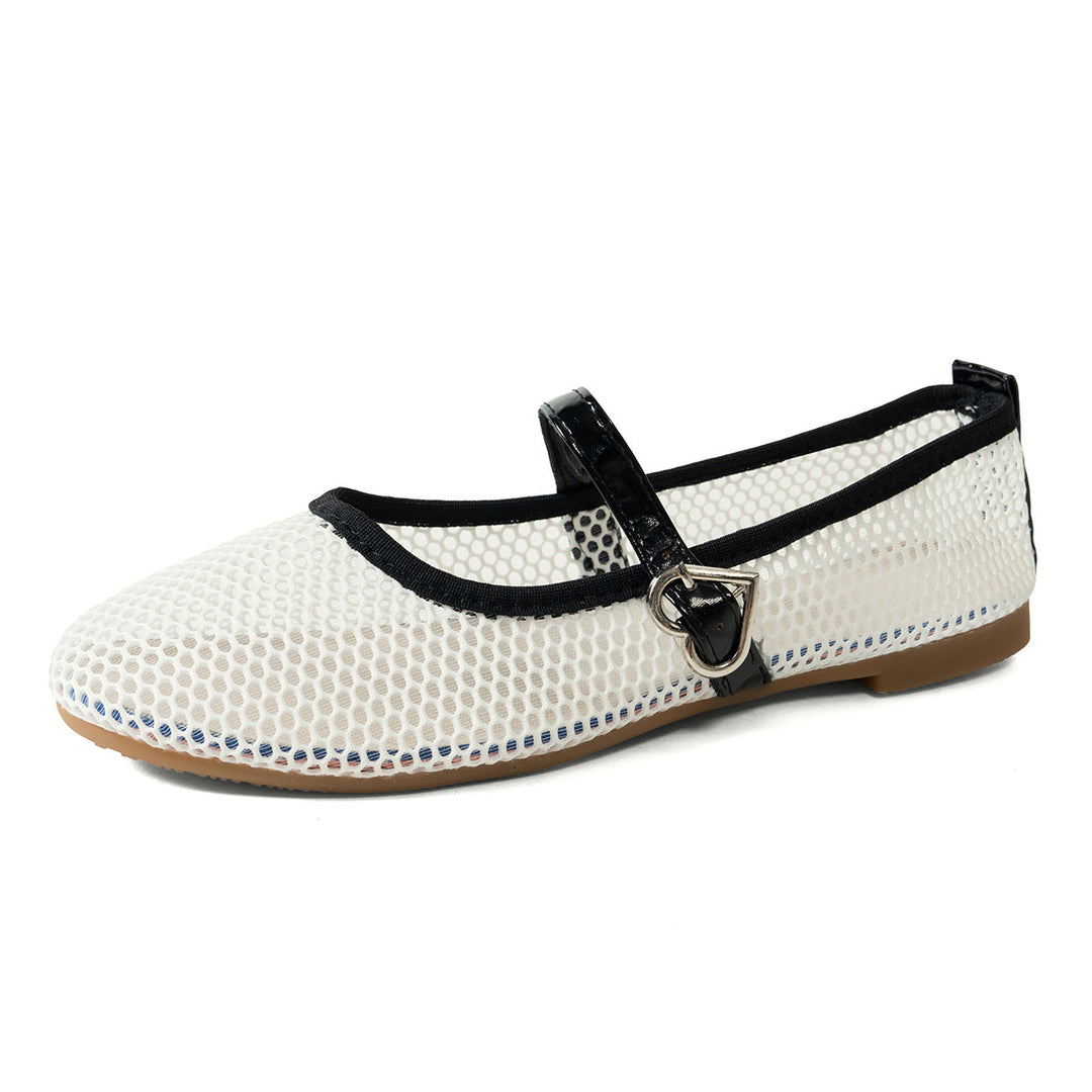 Damen Atmungsaktive Mary Jane Ballerinas mit Netzdesign EB