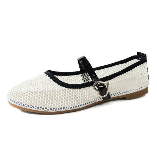 Damen Atmungsaktive Mary Jane Ballerinas mit Netzdesign EB