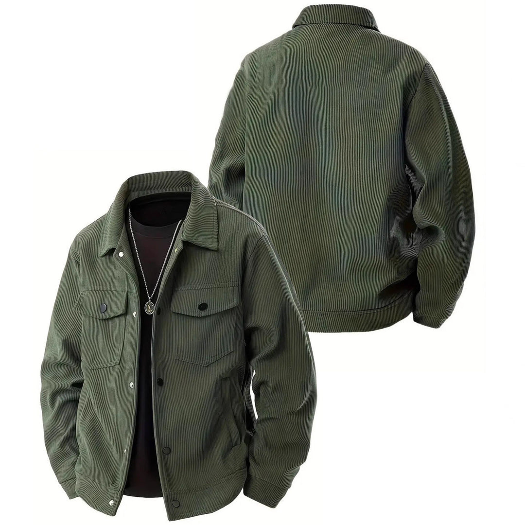 Herren nan Cordjacke im klassischen Arbeiterjacken-Schnitt mit Druckknöpfen und Brusttaschen EB