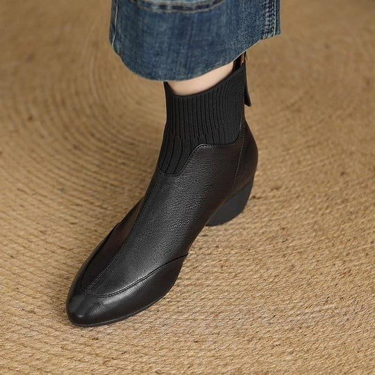 Damen Elegante Ankle Boots mit seitlichem Reißverschluss und elastischer Sockeneinstieg EB
