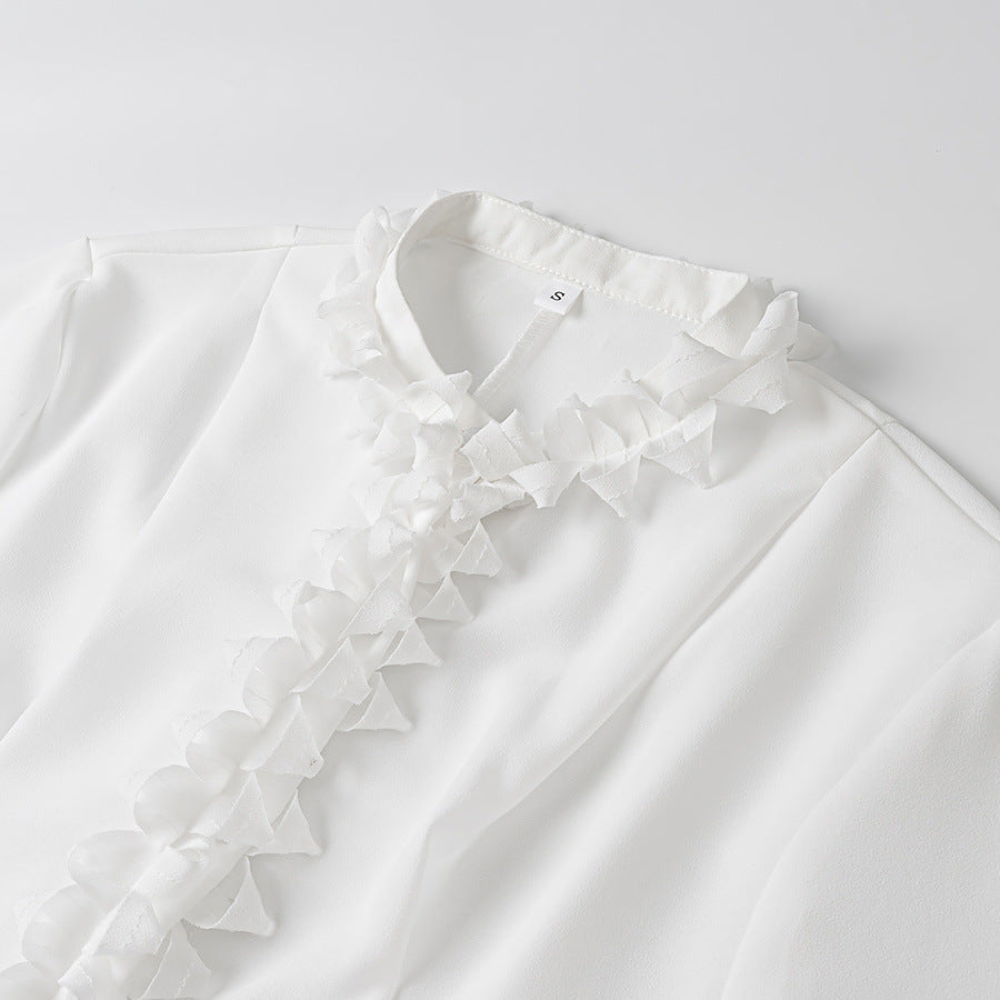 Damen Elegant geschnittene Bluse mit Rüschendetails EB