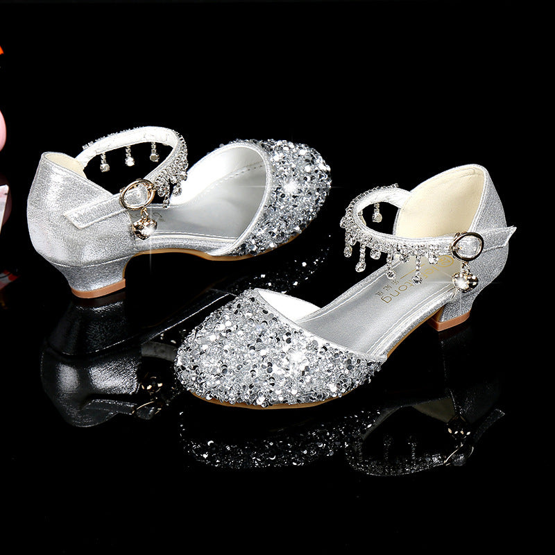 Mädchen Glitzernde Ballerina-Sandalen mit hohen Absatz und Anhänger EB