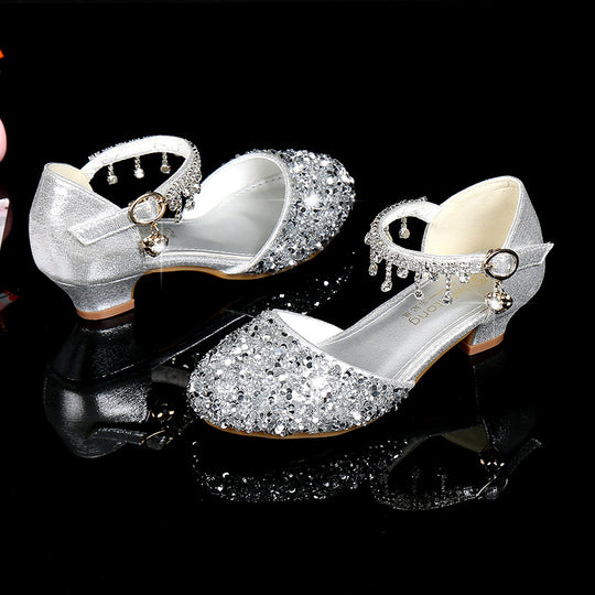 Mädchen Glitzernde Ballerina-Sandalen mit hohen Absatz und Anhänger EB