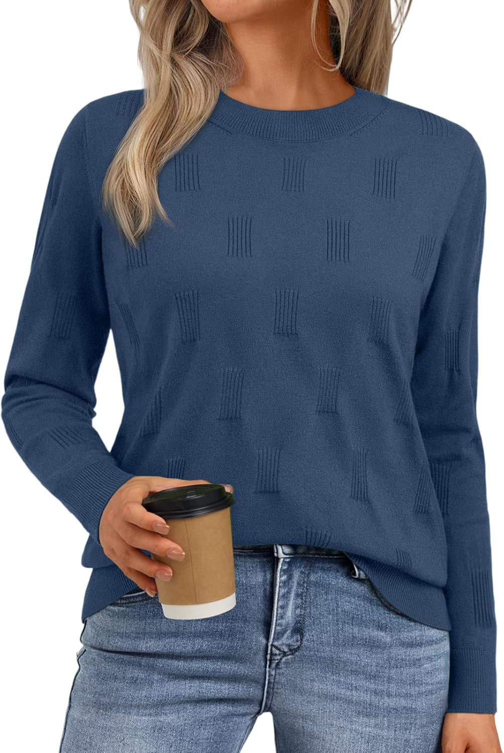 Damen Strickpullover mit strukturiertem Muster und lässigem Schnitt EB