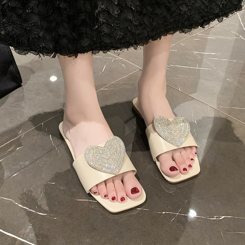 Damen Glamouröse Slipper mit Herz-Applikation EB