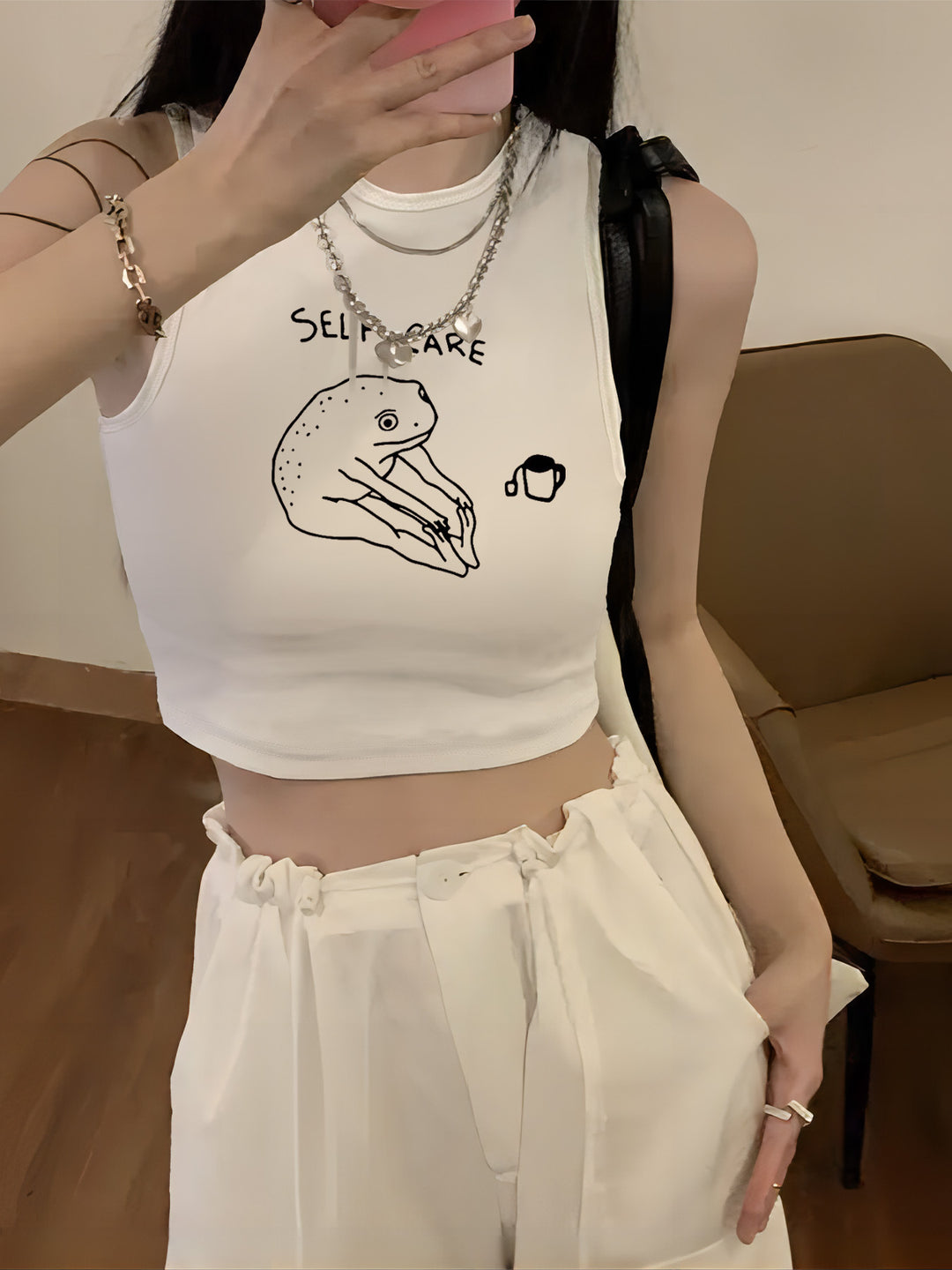 Damen Crop-Top mit kreativem Spruch und lässigem Schnitt EB
