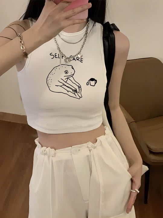 Damen Crop-Top mit kreativem Spruch und lässigem Schnitt EB