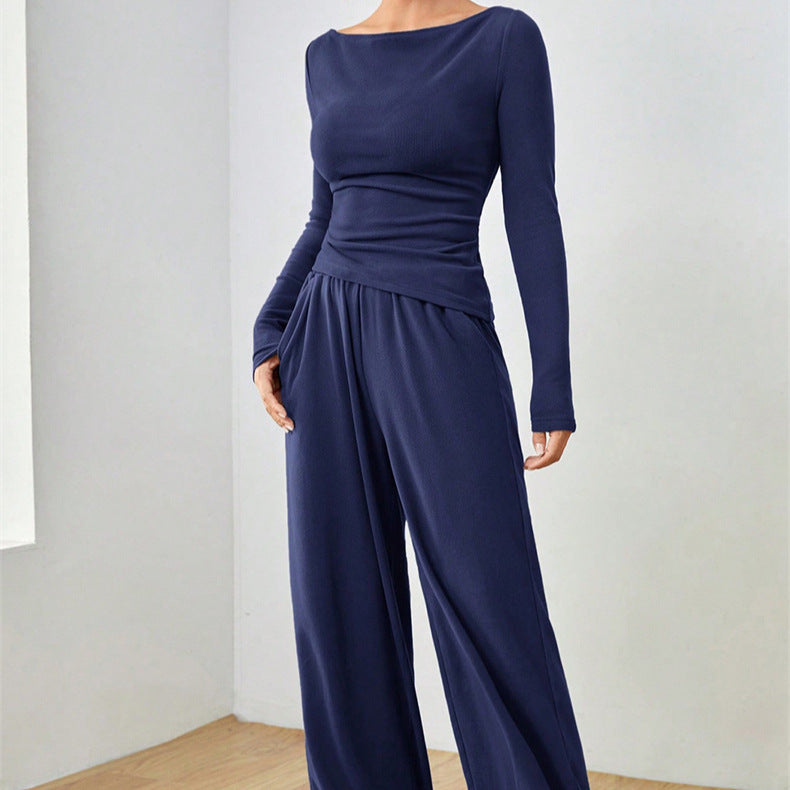 Damen Lässiges Oberteil und weite Hose Set EB