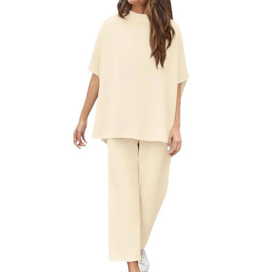 Damen lässiges Lounge-Set mit weit geschnittenem Oberteil und bequemen Hosen EB