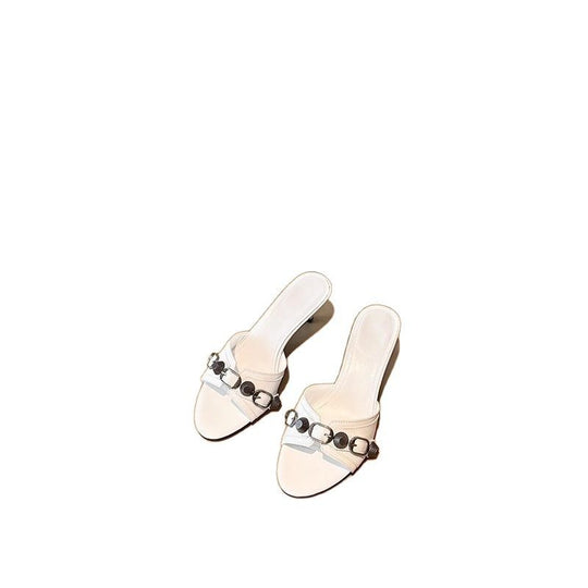 Damen elegante High Heel Sandalen mit modischer Schnallenverzierung EB