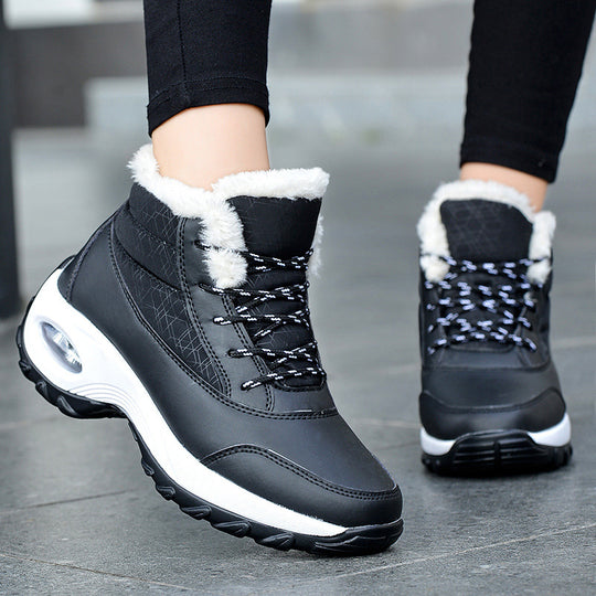 Damen Winterboots mit modischem Kunstfellkragen und rutschfester Sohle EB