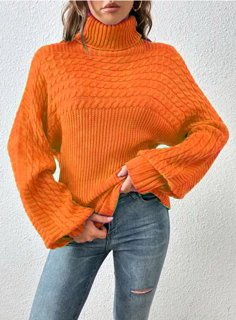 Damen Gemütlicher Rollkragenpullover mit strukturiertem Design EB