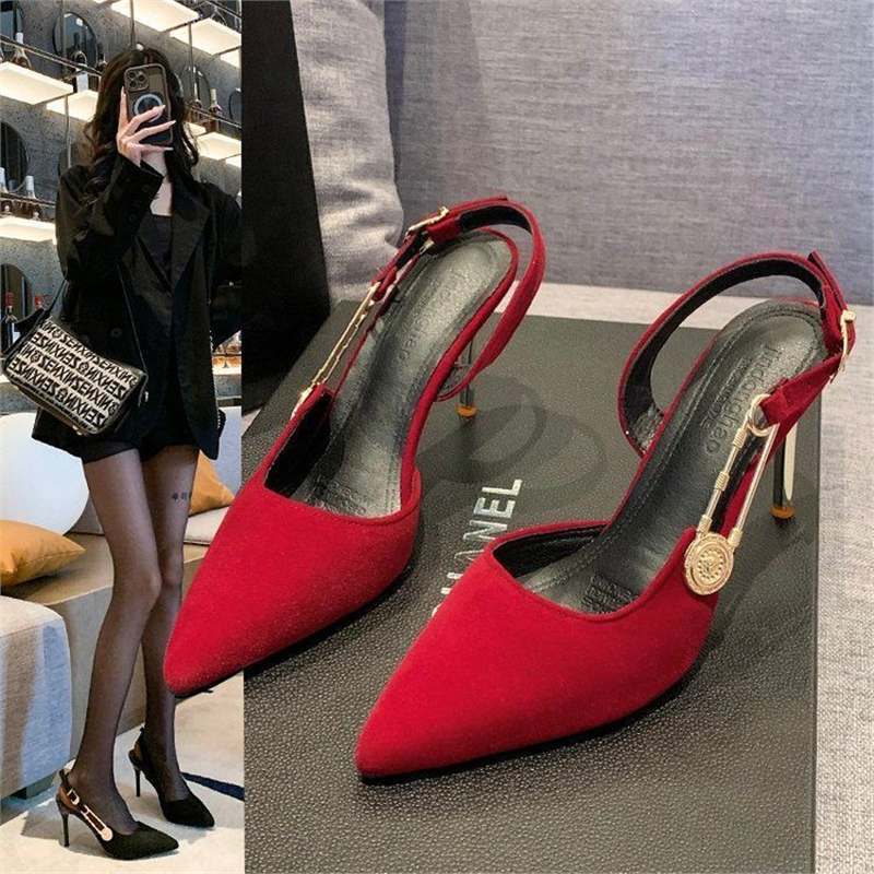 Damen spitze Slingback-Pumps mit elegantem Riemendesign EB
