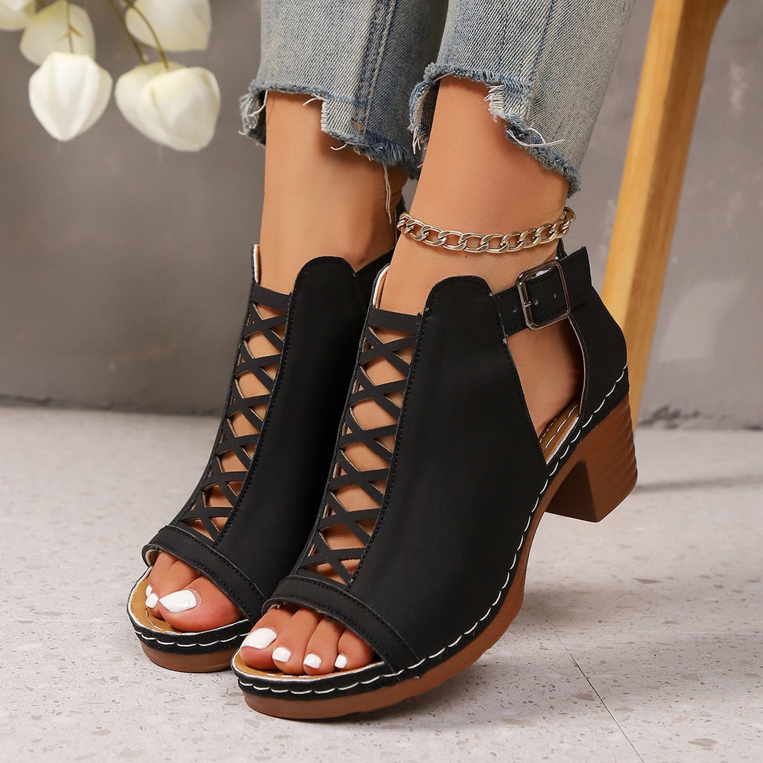 Damen elegante und luftige Sandalen mit raffiniertem Schlaufen-Design EB