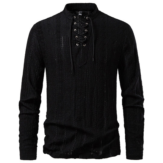 Herren Langärmliges Shirt mit kreativem Schnürdesign EB