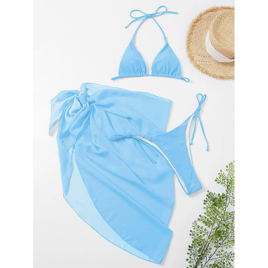 Damen Triangel-Bikini-Set mit leichtem Sarong EB