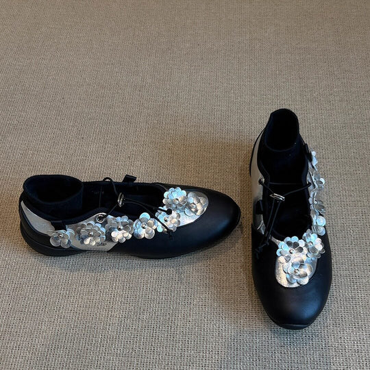 Damen modische Ballerinas mit floralem Akzent EB