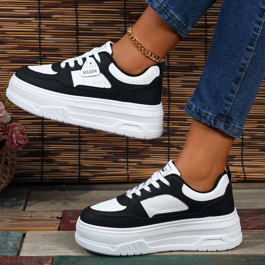 Damen Komfortable Plateau-Sneaker mit atmungsaktivem Obermaterial und stoßdämpfender Sohle EB