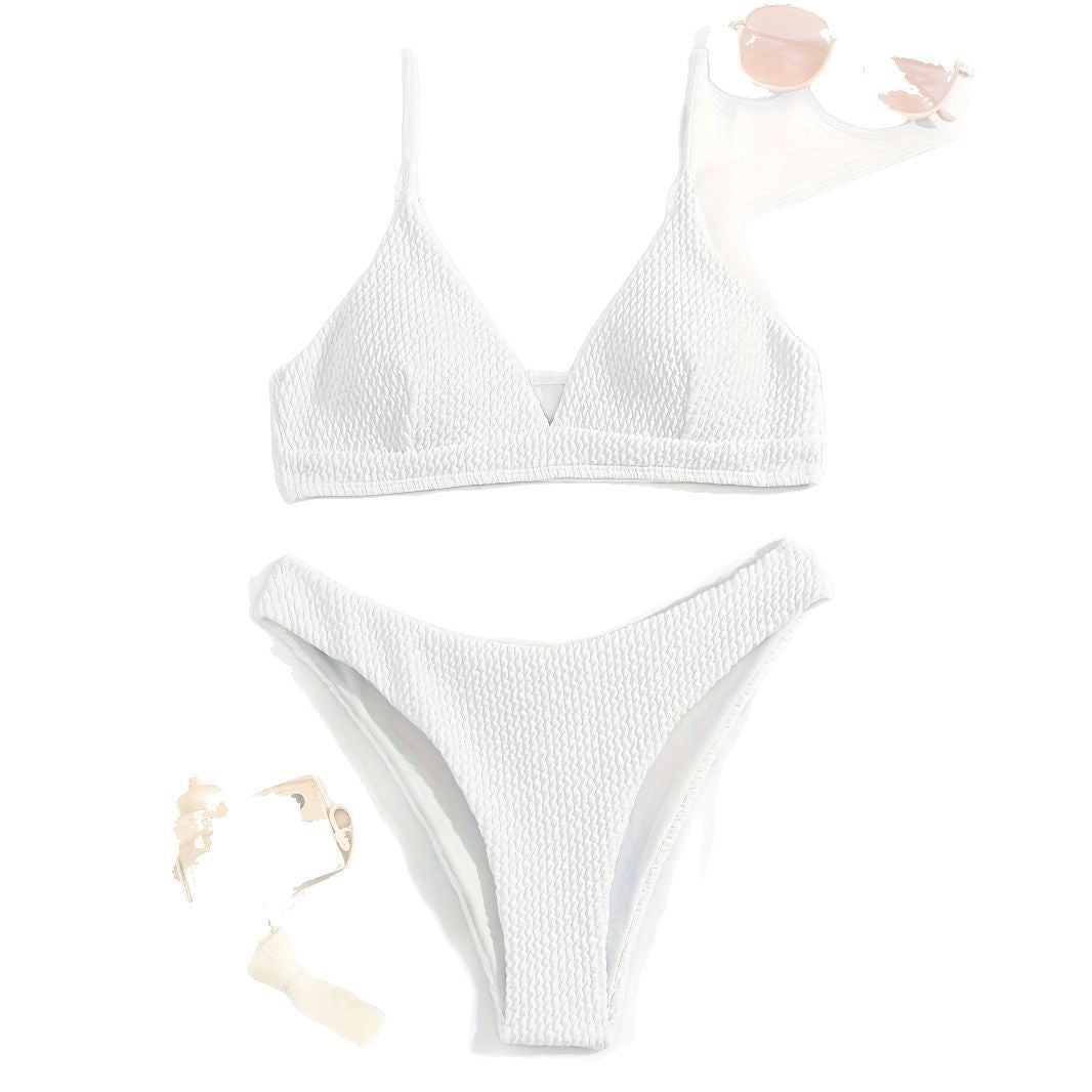 Damen Triangle-Bikini mit Struktur und schmalen Trägern EB