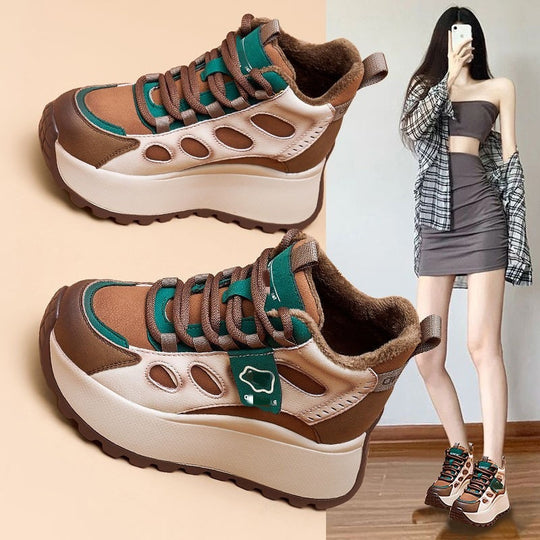 Damen Sportliche High-Top Sneakers mit Blockabsatz und einzigartigem Design EB