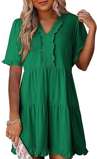 Damen luftiges Sommerkleid mit Rüschendetails EB
