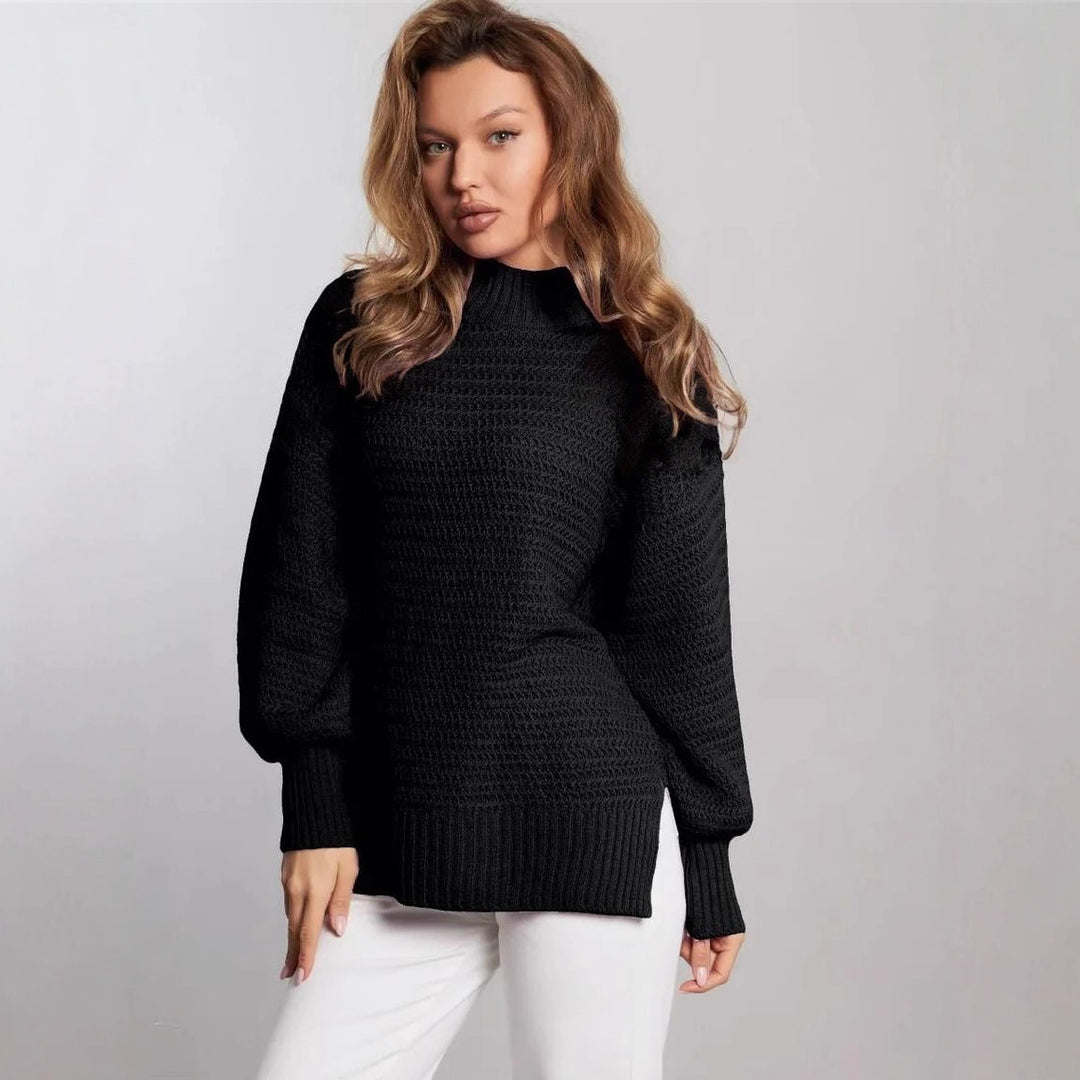 Damen modischer Strickpullover mit strukturiertem Muster und weitem Schnitt EB