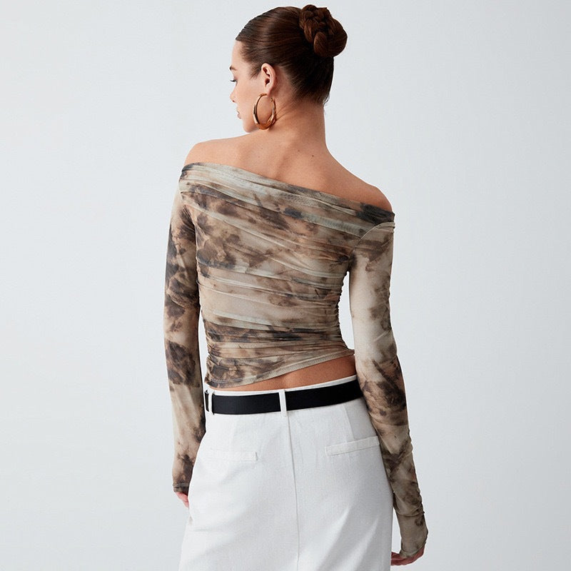 Damen Elegantes Off-Shoulder Oberteil mit drapiertem Design EB