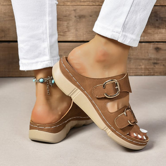 Damen Komfortable und stilvolle Zehentrenner-Sandalen mit verstellbarem Riemendesign EB