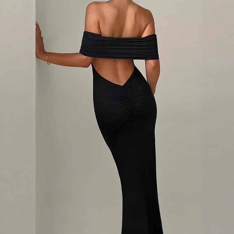 Damen Elegantes und figurbetontes Abendkleid mit schulterfreiem Design EB