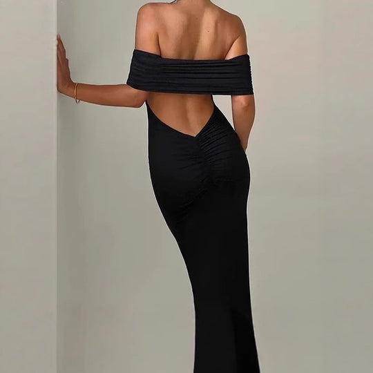 Damen Elegantes und figurbetontes Abendkleid mit schulterfreiem Design EB