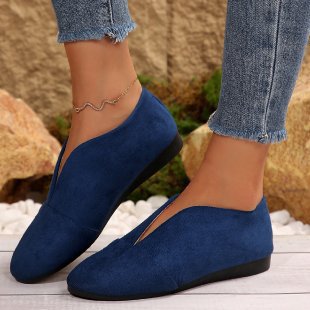 Damen elegante Slipper mit ausgefallenem V-Ausschnitt und bequemer Sohle EB