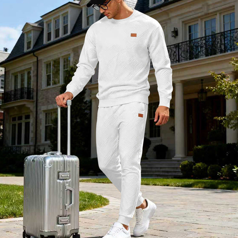 Herren Feinstrukturiertes Lounge-Set mit Rundhals-Pullover & schmaler Jogginghose EB